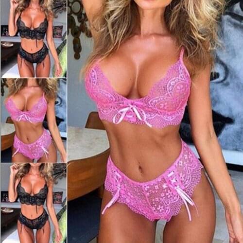 Transparent Women Lace Sexy New Bra Seamless Push Up Sets 2020 Hot Bandage Lingerie Underwear Suits Wire Free Bralette and Panty