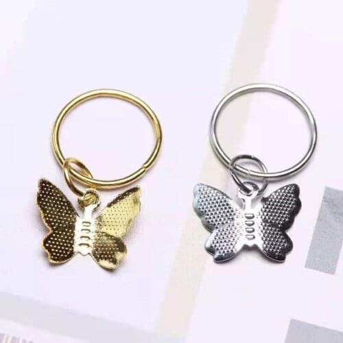 500 Pcs 14x11mm Butterflys Pendant Dirty Braided Hair Buckle Women Jewelry Findings Diy Headdress Braided Hair Pendant Wholesale