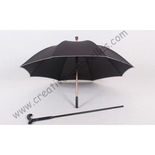 Detachable unbreakable self-defense climbing alloy brass parasol fiberglass anti-skidding reflective crutch mans umbrellas
