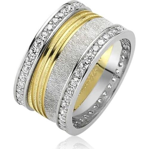 Silverlina Silver Gemstone Striped Womens Wedding Rings