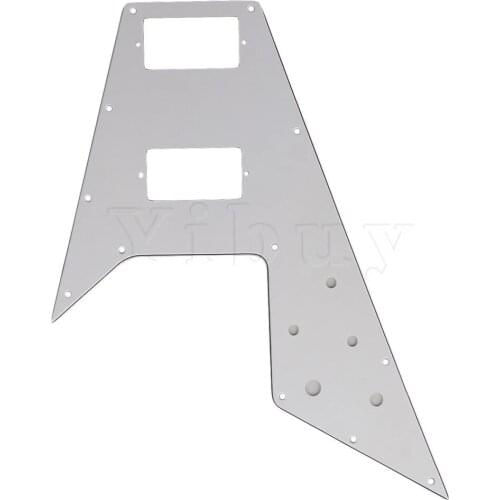 Right Handed Scratchplate / White 3Ply For V-Style Guitar ETC