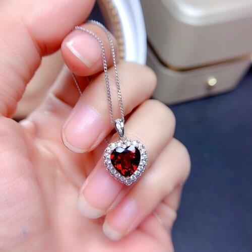 Sterling Silver 925 Rubellite Necklaces & Heart Pendants Wedding for Women Christmas Silver Wedding Necklaces for Jewelry Gift