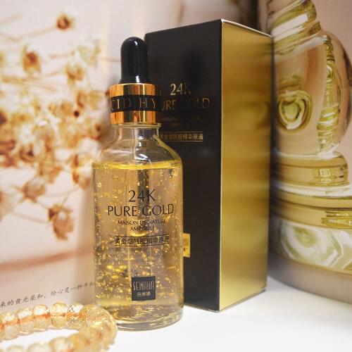 24k Pure Gold Serum Facial Whitening Face Acido Hialuronico Anti Aging Collagen Essence Skin Care Niacinamide Stock Solution