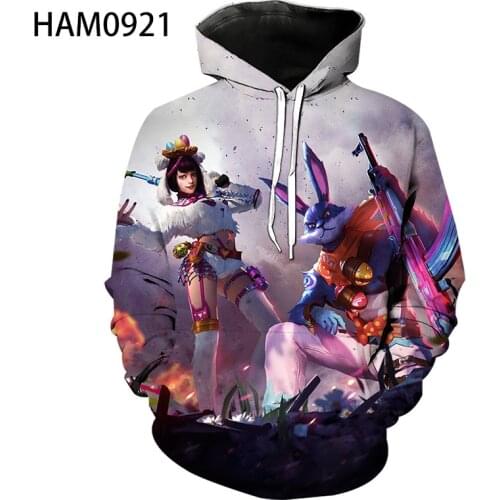 2021 Free Fire Spring Summer 3D Printed Hoodie Long Sleeve Boys Girls Harajuku Fashion Comfortable Pullover
