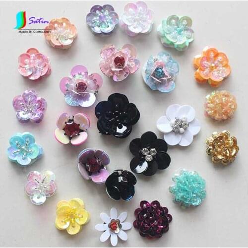 Three-dimensional Beaded Sequin Flower For DIY Hair Clip/Headwear,Clothing Decoration Sequin Bead Flower Patch Accessory S0443H