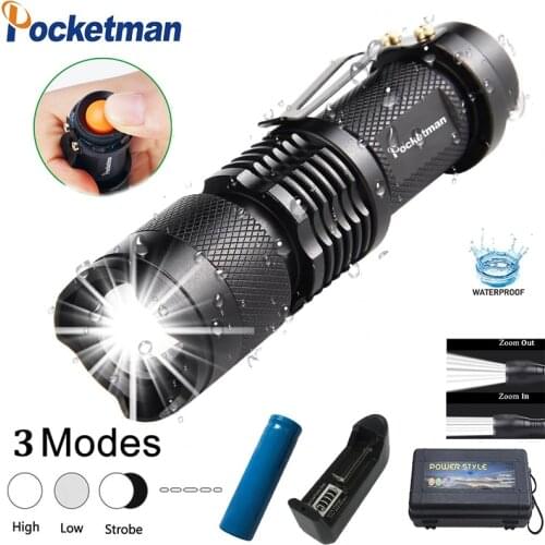 Waterproof Super Bright Flashlight L2 Q5 T6 LED Mini Torch Adjustable Focus Zoom Flash Light Lamp Use 14500 or 18650 Battery