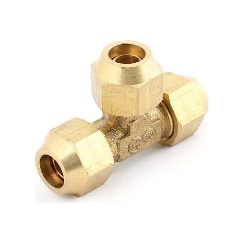 Air Pneumatic 8mm Tube 3 Ways T Shaped Quick Connector Coupler Brass Tone