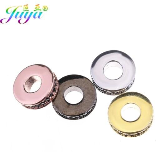 Juya DIY Jewelry Metal Beads Supplies Gold/Rose Gold Round Spacer Beads For Natural Stones Pearls Beading Jewelry Making