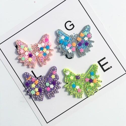 10pcs Sparkling Rhinestone Butterfly Pattern Clothes Patches DIY Bling Hair Clip Accessories Applique