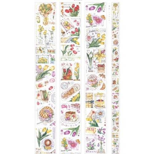 1 Loop Washi Tape Kawaii Tulip Time Paper Today. 100cm School Supplies