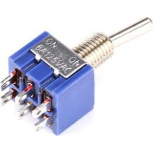 100pcs MTS202 Blue Toggle Switch DPDT Double Pole Double Throw 2 Positions ON-ON 250V 3A 125V 6A MTS-202