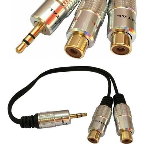 3.5mm Gold 1/8 Stereo Mini Jack Male to 2 Female RCA Adapter Audio (male to 2 female)