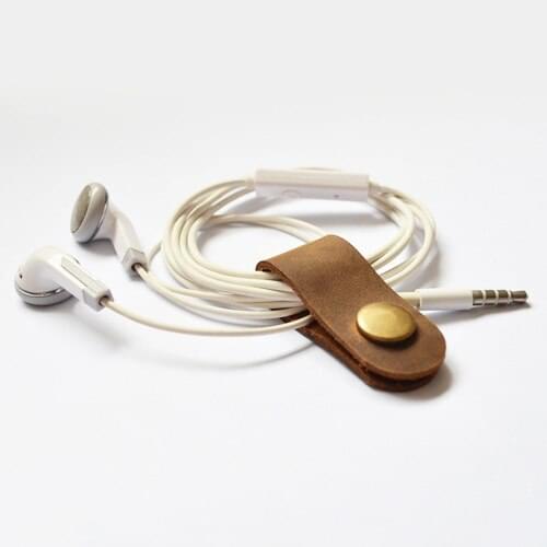 3PCS Leather Earphone Cord Holder Heaphone Cable Winder Cable Wire Organizer For iphone samsung mobile phone Cables Clip