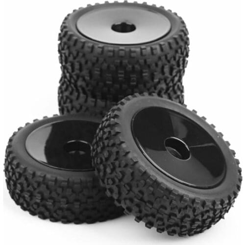 4Pcs 12mm Hex 1/10 RC Off-Road Buggy Car with Foam Front & Rear Tires Wheel Rims