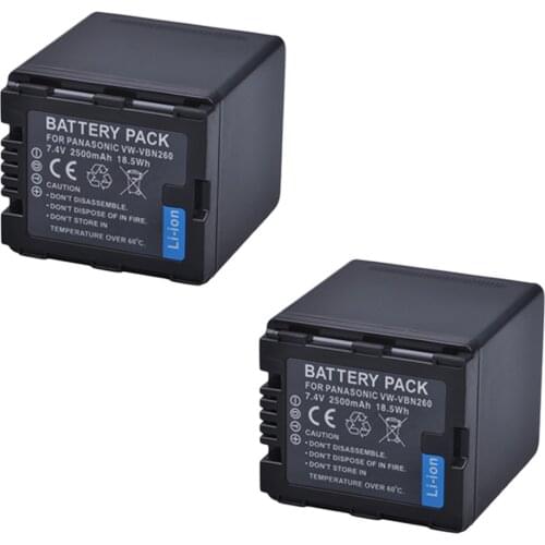 2Pc Battery VW-VBN26 VBN260 Battery for Panasonic VW-VBN26 HC-X800, HC-X900, Panasonic VW-VBN390 VBN130 HC-X910 HC-X920
