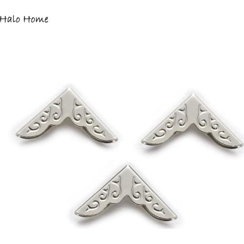 50 Piece Silver Tone Carving Book Scrapbooking Albums Photo Folders Box Bags Metal Corner Protectors 20x15mm