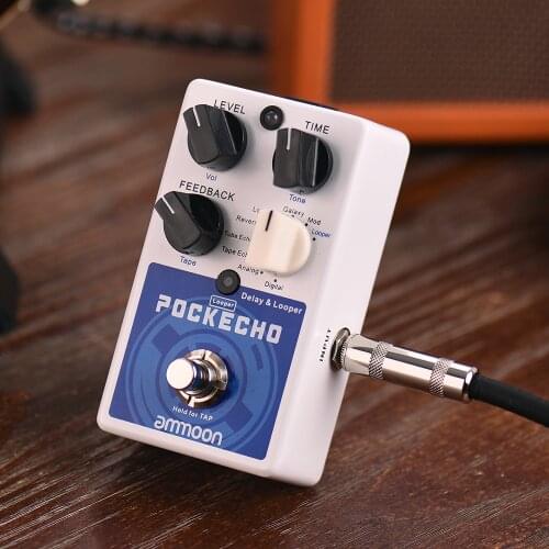 Ammoon POCKECHO Delay & Looper Guitar Effect Pedal 8 Delay Effects Max. 300s Loop Time Tap Tempo Function True Bypass