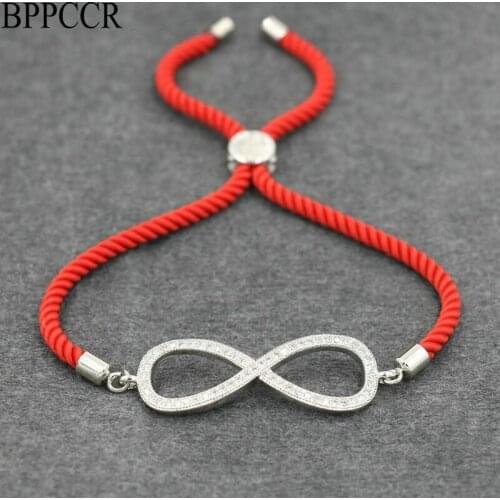 BPPCCR Micro Pave Zircon AAA Infinity Bracelet For Women Men Red Thread Rope Wax Line Chakra Bracelets Lucky Lover Jewelry Gift