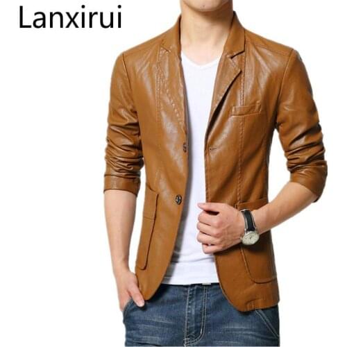 Brand Male Leather Jacket Men Brown Black Plus Size 6XL 7XL Mens Pu Coats Trend Slim Fit Motorcycle Suede Jacket Blazer
