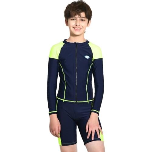 Kids Stripe Surfing Scuba Wetsuit Swimsuits For Boys Beach Short Sports Swimming Swimwear Children Summer Diving Bathing Suit