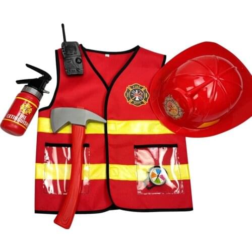 Umorden Kids Firefighter Cosplay Little Fireman Firemen Costume Uniform for Boy Child Halloween Carnival Party Costumes for Boys