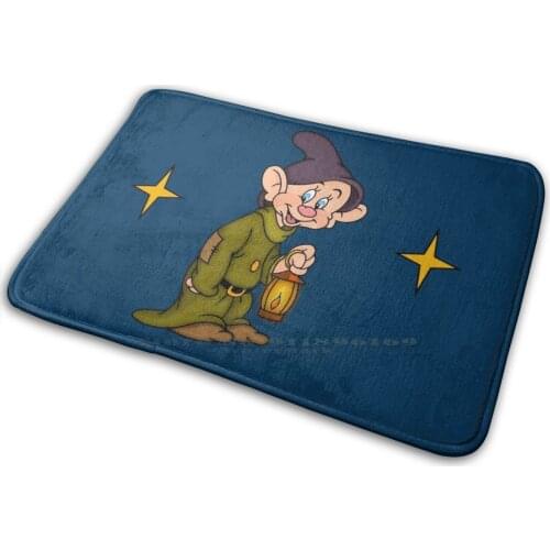 Dopey Lantern Mat Rug Carpet Anti-Slip Bedroom Entrance Door Mat Dwarf Snow White Cartoon Fairytale