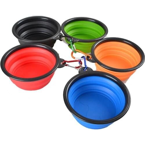 Travel Portable Puppy Food Container Silicone Foldable Pets Bowl Candy Color Outdoor Water Feeder Dish Feeding Bowls