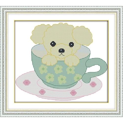 Everlasting Love Mini Dog Ecological Cotton Chinese Cross Stitch 11 14CT Stamped Printed DIY Christmas Decorations For Home Gift