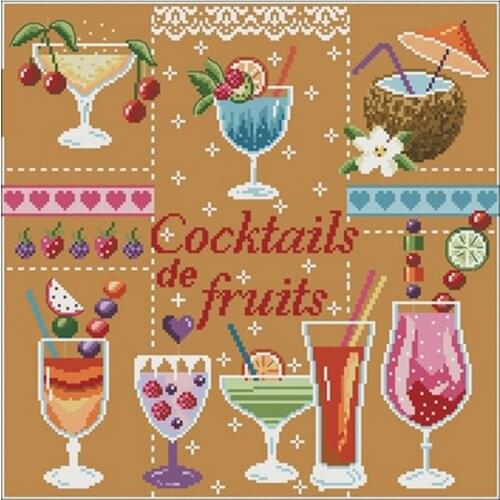 Fruit cocktail patterns Counted Cross Stitch 11CT 14CTCross Stitch Kit Embroidery Needlework Sets