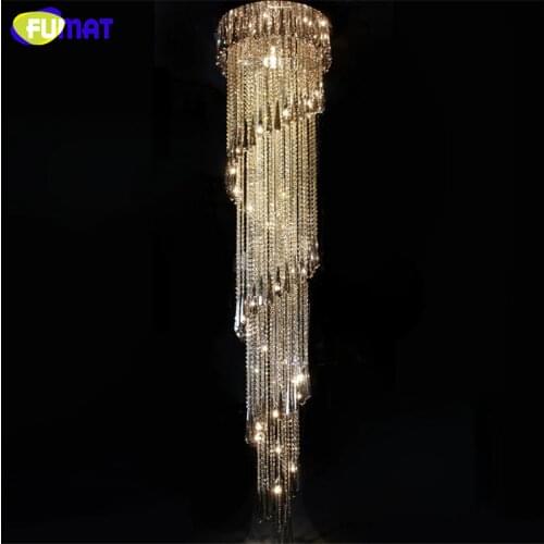 FUMAT Modern Chandelier Light Staircase LED K9 Crystal Light Hanging Lamp Luxury Lustre Christmas decoration home Chandeliers