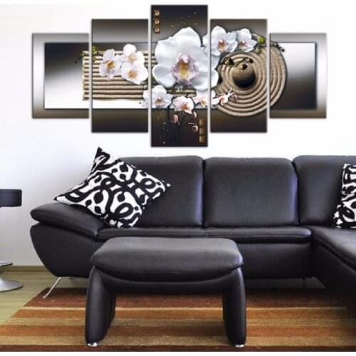 Modern Canvas Prints Artwork Beautiful Zen Orchid Flower Canvas Painting Wall Art Home Decor For Living Room Picture No Frame