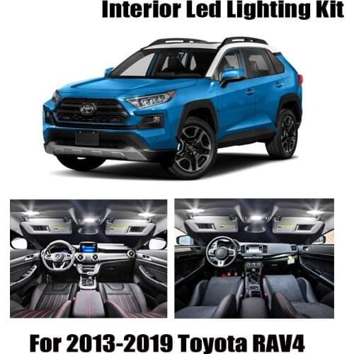 10pcs White LED Interior Light Map Dome Bulbs Kit Fit For 2013-2015 2016 2017 2018 2019 Toyota RAV4 Trunk Cargo License Lamp