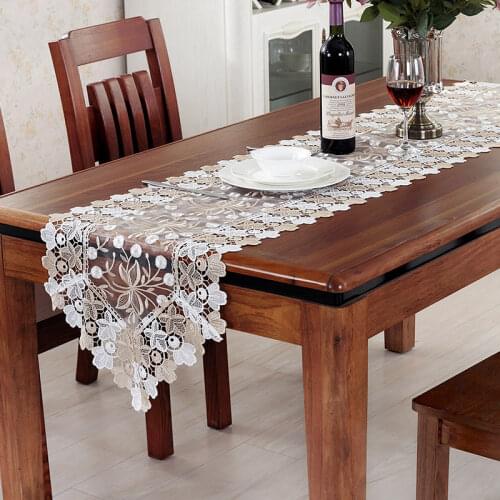 Proud Rose Lace Embroidery Table Runner TV Cabinet Cover Cloth Tea Table Flag Pastoral Table Cloth Wedding Table Decoration