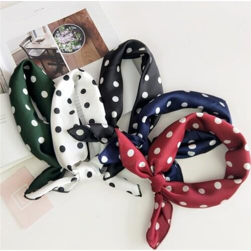 Square Scarf Hair Tie Band for Business Party Women Elegant Small Vintage Skinny Retro Head Neck Silk Satin Scarf