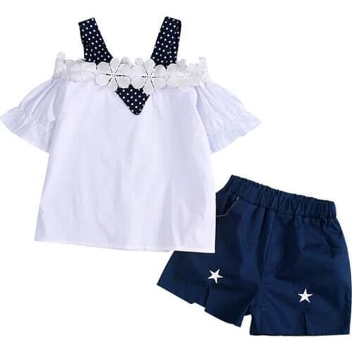 LUCKKIDS2-12 Years Short Sleeve T shirt+Shorts Girls Outfits Kids Clothing For Girls Sets 2Pcs Toddler Baby Summer Girls Clothes