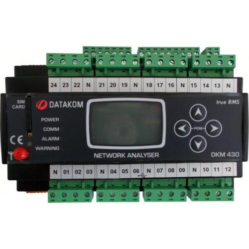 DATAKOM DKM-430-PRO 85-300VAC DIN rail multiple network analyzer RS485, 30 CT inputs, 24 fuse inputs