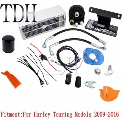 Motorcycle Chrome Black Oil Cooler Fan Kit For Harley Touring Road King Street Glide Road Glide FLHX FLHR FLTR 1999-2016
