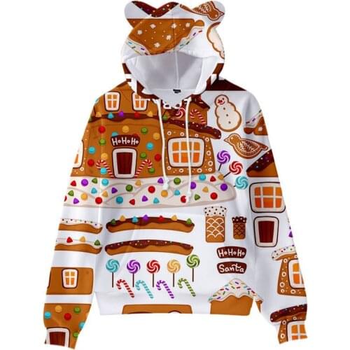 Men/women Autumn/Winter New 3-16 Years kids hoodies for Creative Christmas Novelty Childrens Cat Ear Sweatshirt
