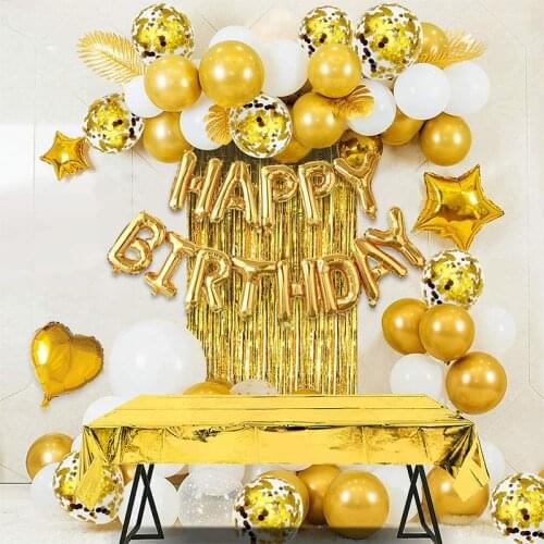 Happy Birthday Balloon Set Rose Gold Pink Gold Color Confetti Metallic Balloons Birthday Party Decoration Anniversary Globals