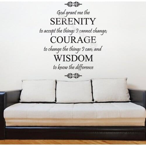 God grant me the serenity Quote Wall Sticker Courage Wisdom Spiritual Prayer Words Quote Decal believer Sign bedroom decor EB051
