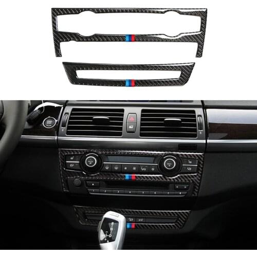 Mutips Car Interior Air Conditioning CD Panel Cover Frame Stickers For BMW E70 E71 X5 X6 Pack M 2008-2013 Decoration Accessories