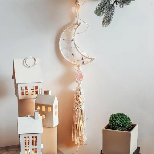 Macrame Wall Pendant Wall Hanging Handmade Cotton Rope Bohemian Wall Moon Start Hanging Pendant Home Porch Decoration