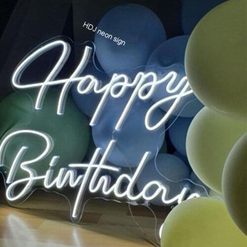 Happy Birthday Decoration Custom LED Neon Sign Display Suitable for Home Restaurant Cafe Party Wall Decor Light Gift For Friend