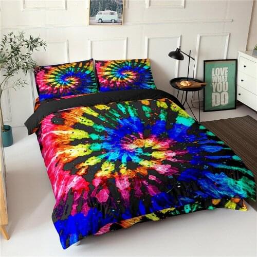 New Tie-dyed Psychedelic Spiral Bedding Set Microfiber Textile Single and Double Queen King-size Bedding