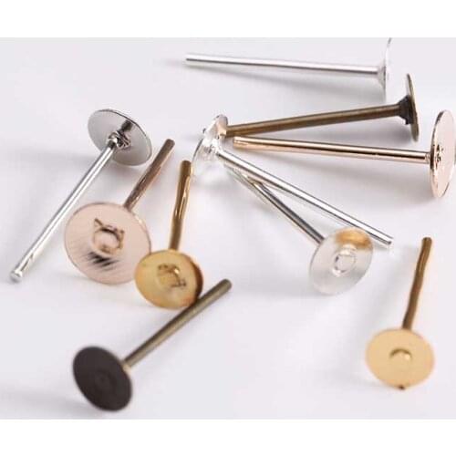 100pcs Blank Post Earring Studs Base Earring Base Cabochon Cameo Settings Ear Earring Findings Supplies For DIY Jewelry Making