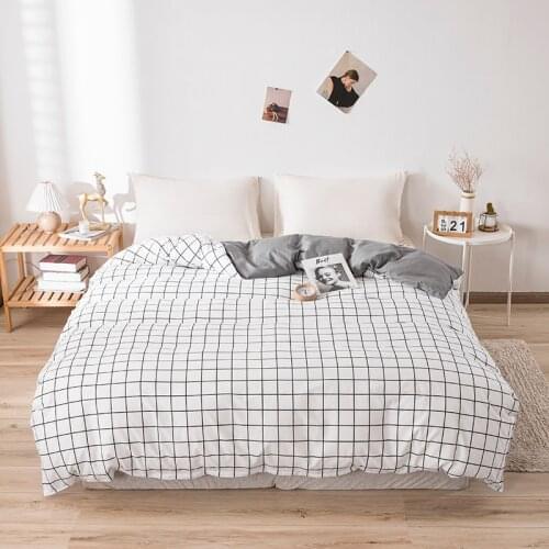 White Plaid Duvet Cover with Zipper Comforter Case Fashion Printed Quilt Cover 150x200cm 180x220cm 200x230cm 220x240cm Size 1pc