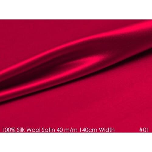 [Clearance Sale]SILK WOOL SATIN 140cm width 40mm/35%Silk+65%Wool Satin Fabric Chinese Silk Factory Direct Sale 01 China Red