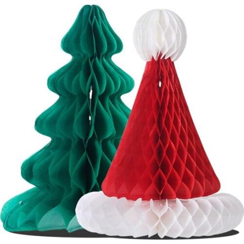 Christmas Honeycomb Hanging Decorations Christmas Tree Hat Kindergarten Shopping Mall Shop Scene Arrangement
