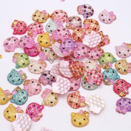 16mm Mixed KT Cat Self-Adhesive Sticker Flat Base Resin Crafts DIY Child Gift Clothing Hair Ornaments Jewelry Accessories 20pcs