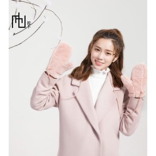 Thicken Ladies Hand Wrist Warmer Gloves Women Winter Cashmere Mittens Womens Fashion Velvet Knitted full finger gloves